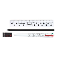 Пенал мягкий 1 отделение, 210 x 80 x 40 мм, Calligrata, с наполнением 4 предмета, универсальный, "Кот"