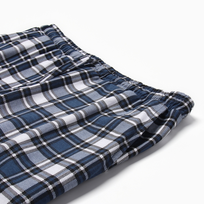 Брюки домашние мужские, цвет сине-черно-белая клетка, размер 48