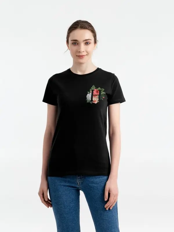 Футболка женская «Цветочная азбука Н», черная, размер S Футболка женская «Цветочная азбука Н», черная, размер S