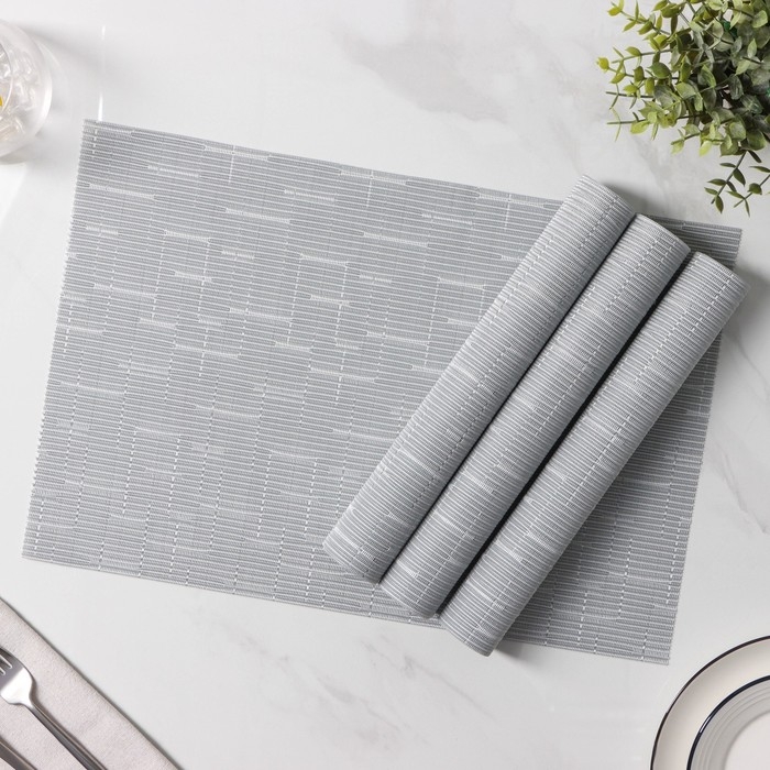 Салфетки сервировочные на стол Доляна &laquo;Шер&raquo;, 4 шт, 30&times;45 см, цвет серый