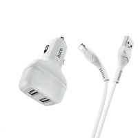 Автомобильное зарядное устройство Hoco Z36, 2 USB - 2.4 А, кабель Lightning 1 м, белый Автомобильное зарядное устройство Hoco Z36, 2 USB - 2.4 А, кабель Lightning 1 м, белый