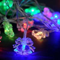 Гирлянда «Нить» 5 м с насадками «Два колокольчика», IP20, прозрачная нить, 20 LED, свечение мульти (RG/RB), мигание, 220 В Гирлянда «Нить» 5 м с насадками «Два колокольчика», IP20, прозрачная нить, 20 LED, свечение мульти (RG/RB), мигание, 220 В