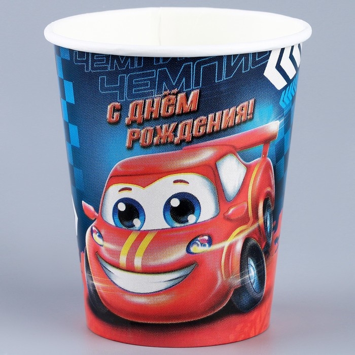 Набор бумажной посуды одноразовый декор &laquo;Тачка&raquo;, 6 тарелок, 6 стаканов, 1 гирлянда, декор фотозоны