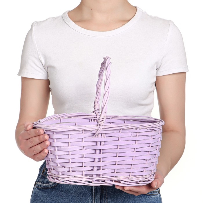 Корзина плетеная, ива, 30х21х12х25 см, сиреневый