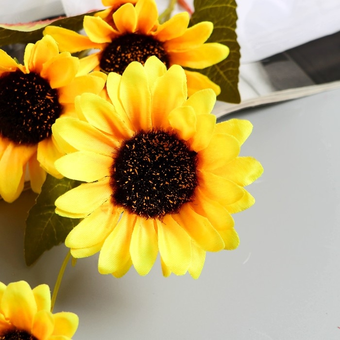Цветы искусственные "Подсолнух экстра галант" 60 см d-7 см, жёлтый