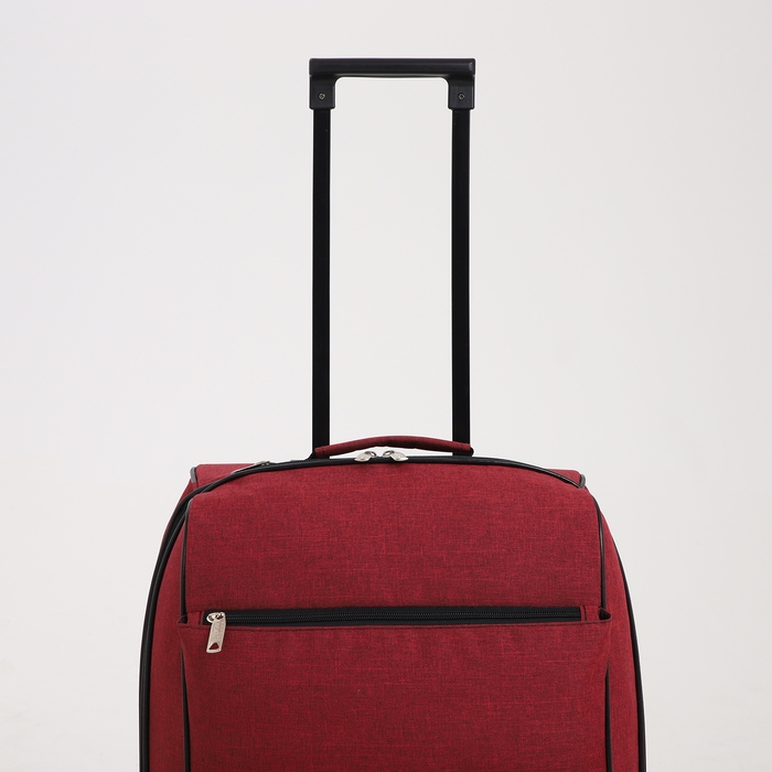 Чемодан малый 52 л (S), &laquo;Фабрика КАРТЕКС&raquo;, отдел на молнии, с расширением, наружный карман, 2 колеса, цвет бордовый
