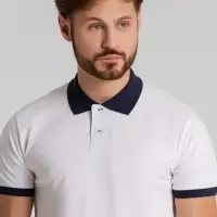 Рубашка поло Prince 190 белая с темно-синим , размер L