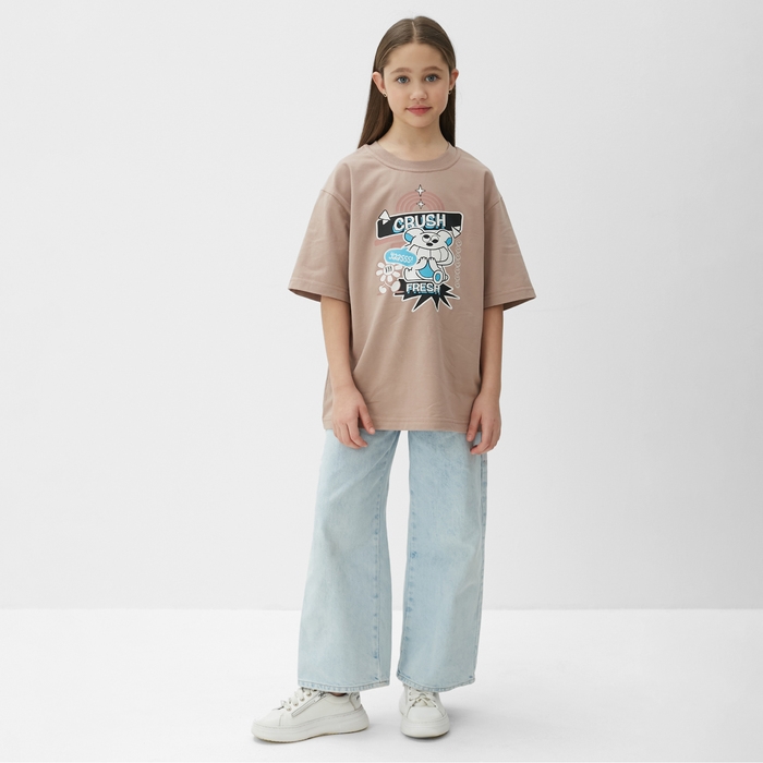 Футболка детская MINAKU, цвет бежевый, рост 140 см Футболка детская MINAKU, цвет бежевый, рост 140 см