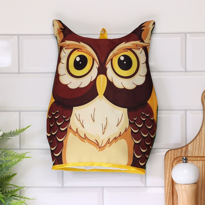 Грелка на френч - пресс &laquo;Сова&raquo;, коричневая, 30х22 см