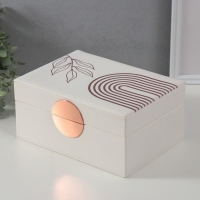 Шкатулка кожзам для украшений "Веточка. Радуга" белая 18х24,5х11 см