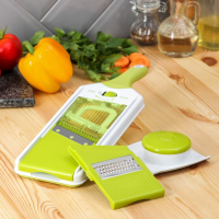 Овощерезка - шинковка со сменными насадками и контейнером Доляна, 6 насадок, 14×12,5×38,1 см, цвет белый, зелёный Овощерезка - шинковка со сменными насадками и контейнером Доляна, 6 насадок, 14×12,5×38,1 см, цвет белый, зелёный