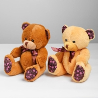 Мягкая игрушка &laquo;Мишка с бантом&raquo;, на лапках и ушах сердечки, цвета МИКС