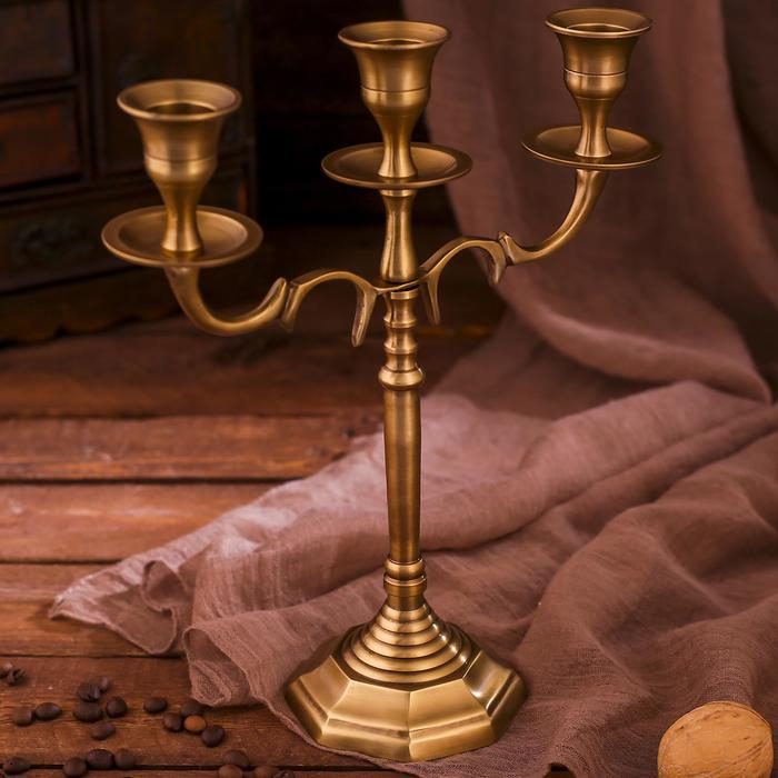 Подсвечник латунь на 3 свечки Подсвечник латунь на 3 свечки "Мечта" 8,5х21х24,5 см