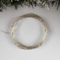 Гирлянда &laquo;Нить&raquo; 5 м роса, IP20, серебристая нить, 50 LED, 2 режима, батарейки AAх3 (нет в комплекте), свечение тёплое белое / мульти