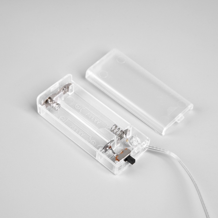 Гирлянда &laquo;Нить&raquo; 2 м роса с насадками &laquo;Иней&raquo;, IP20, нить серебристая, 20 LED, батарейки AAx2 (не в комплекте), 2 режима, свечение тёплое белое