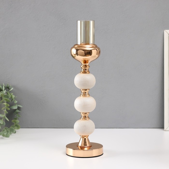 Подсвечник металл, пластик на 1 свечу Подсвечник металл, пластик на 1 свечу "Нега" d=5 см беж с золотом 10х10х29 см