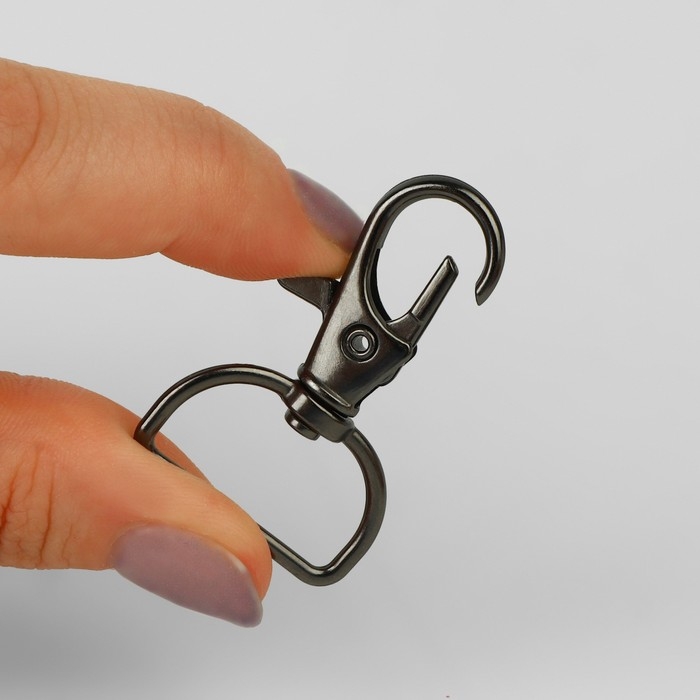 Карабин металлический, 39 &times; 24 мм / 20 &times; 1,5 мм, 6 шт, цвет чёрный никель