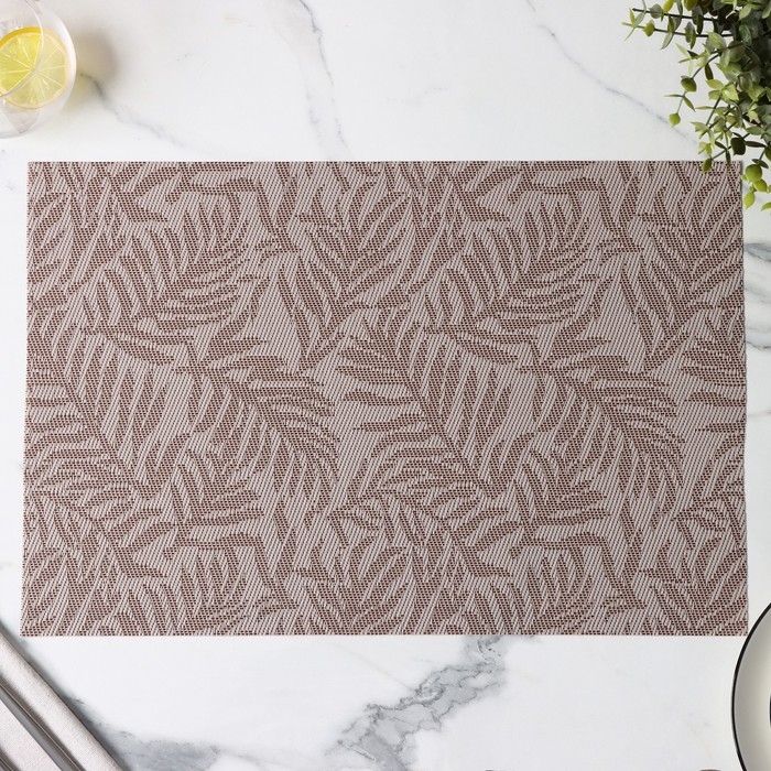 Салфетка сервировочная на стол Доляна «Тропические листья», 45×30 см, цвет бежевый Салфетка сервировочная на стол Доляна «Тропические листья», 45×30 см, цвет бежевый