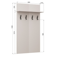 Вешалка настенная Чарли 4, 800х216х1460, Кашемир