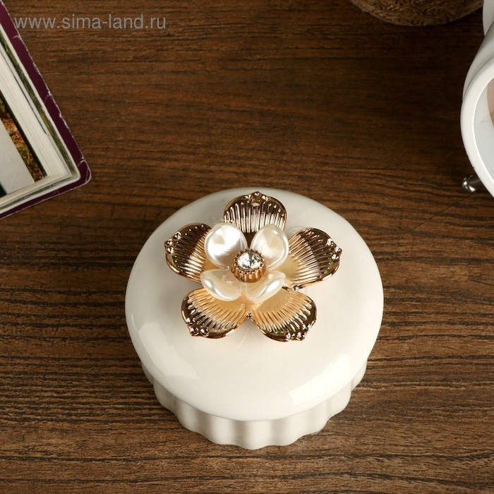Шкатулка керамика Шкатулка керамика "Золотой цветок" МИКС 6х7,3х7,3 см