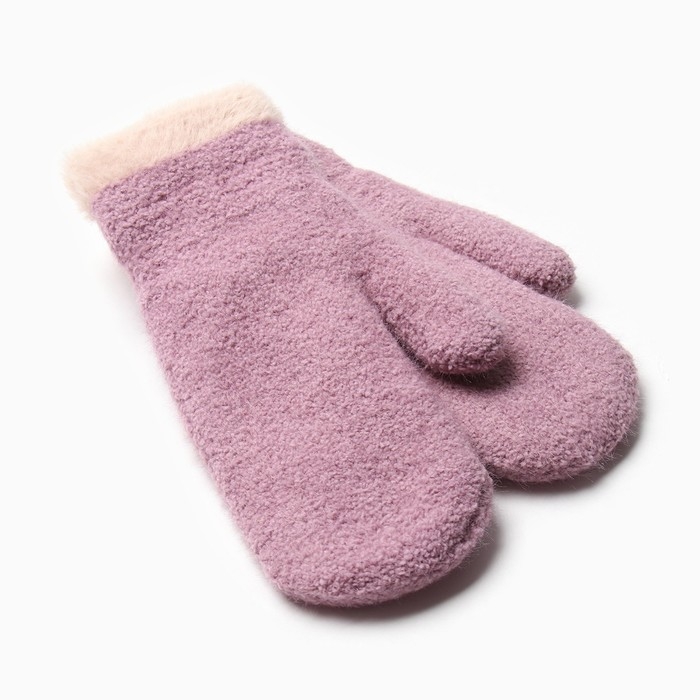 Варежки женские на иск.меху MINAKU опушка 22 см сиреневый Варежки женские на иск.меху MINAKU опушка 22 см сиреневый