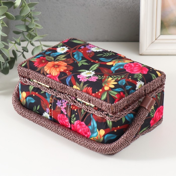 Шкатулка для рукоделия Шкатулка для рукоделия "Цветочный сад в ночи" 18х12х9,5 см