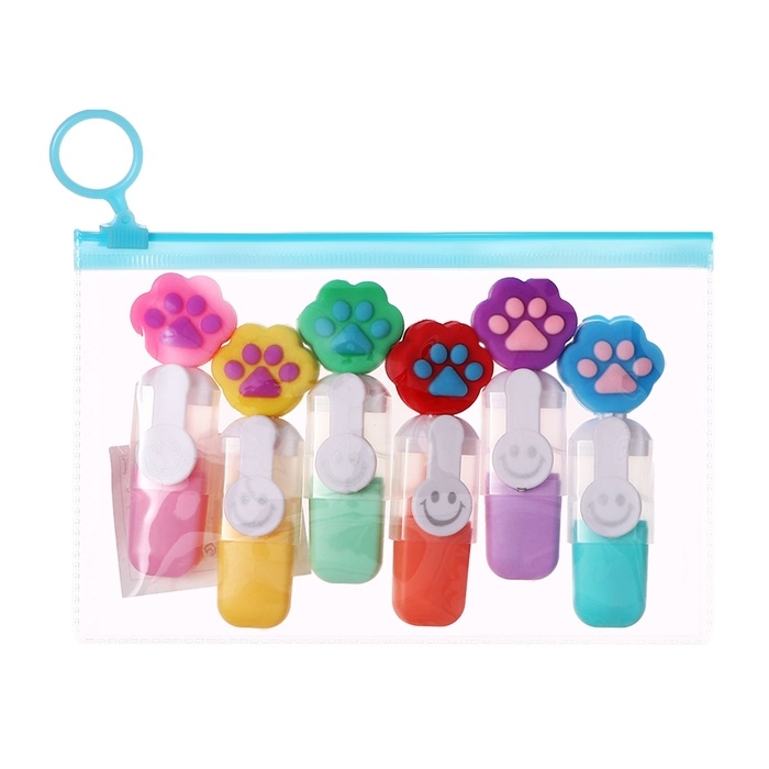 Набор маркеров текстовыделителей 6 штук 6 цветов, в пенале на молнии Лапки Набор маркеров текстовыделителей 6 штук 6 цветов, в пенале на молнии Лапки