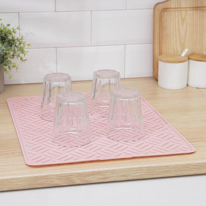 Коврик для сушки посуды, 35×45 см, силикон, цвет МИКС Коврик для сушки посуды, 35×45 см, силикон, цвет МИКС