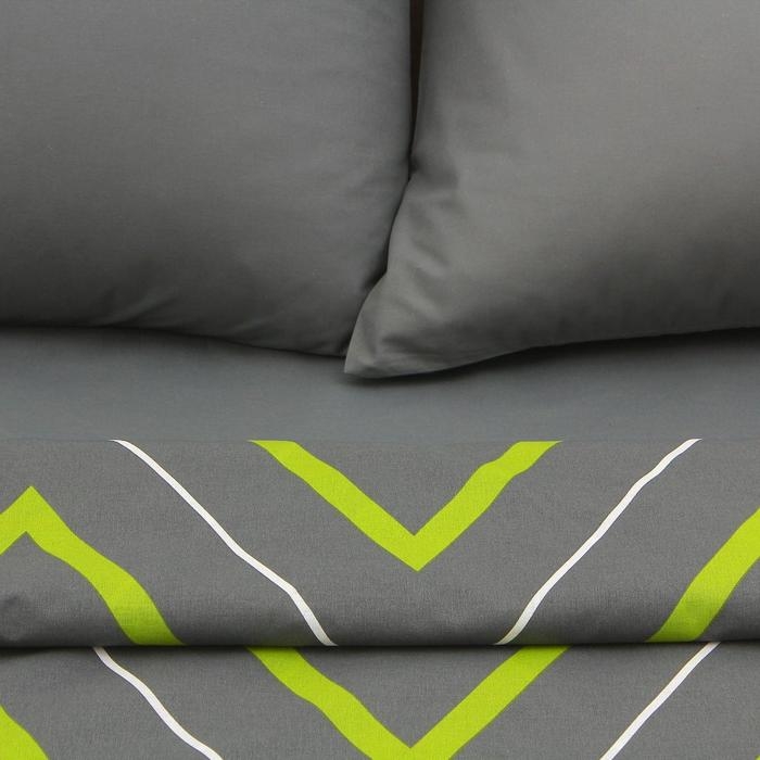 Постельное бельё Этель дуэт &laquo;Зелёно-серые зигзаги&raquo; 143х215- 2 шт, 220х240, 70х70-2 шт