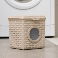 Контейнер для мелочей &laquo;Ротанг&raquo;, 3 л, с иллюминатором, цвет латте