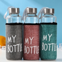 Бутылка для воды стеклянная в чехле &laquo;Ротанг&raquo;, 400 мл, h=20 см, цвет МИКС