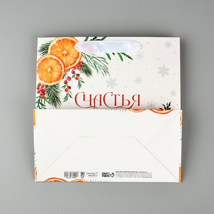 Пакет подарочный новогодний ламинированный квадратный &laquo;Счастья в Новом году&raquo;, 22 х 22 х 11 см , Новый год