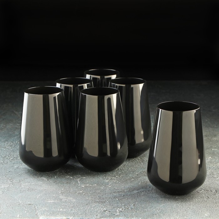Набор стаканов &laquo;Сандра&raquo;, 380 мл, 6 шт, цвет чёрный