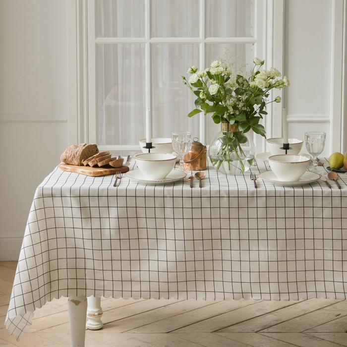 Скатерть Доляна "Клетка" 145х200&plusmn;3см,100%пэ, рогожка 130 гр/м