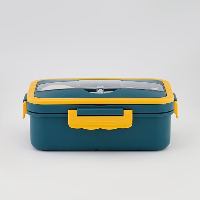 Ланч-бокс, 800 мл, с приборами, 12 х 7.6 х 20 см, бирюзовый Ланч-бокс, 800 мл, с приборами, 12 х 7.6 х 20 см, бирюзовый