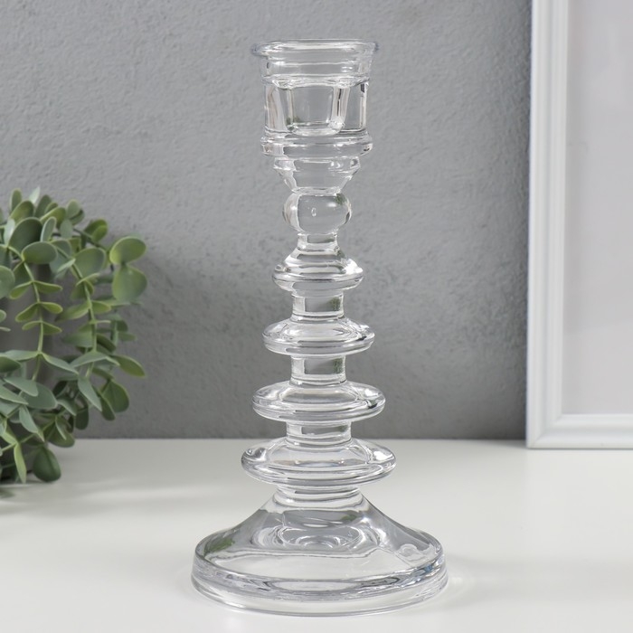 Подсвечник стекло на 1 свечу Подсвечник стекло на 1 свечу "Марсельеза" прозрачный 10,5х10,5х25 см