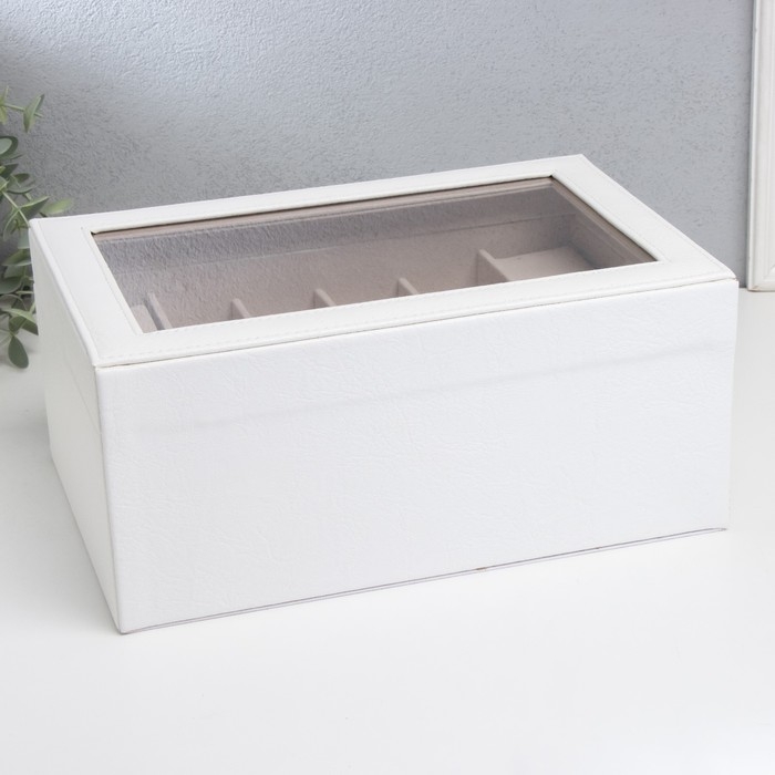 Шкатулка кожзам для украшений Шкатулка кожзам для украшений "Кабрина" белая 30,5х20х13,5 см