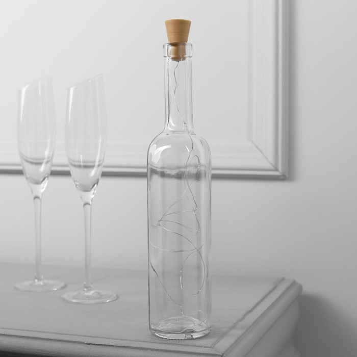 Гирлянда &laquo;Нить&raquo; 1 м роса с пробкой, IP44, серебристая нить, 10 LED, свечение белое, фиксинг, солнечная батарея