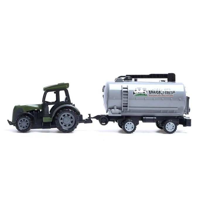 Трактор радиоуправляемый &laquo;Фермер&raquo; с цистерной, работает от батареек, цвет зелёный