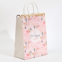 Пакет подарочный крафтовый, упаковка, &laquo;Be happy&raquo;, 23 х 30 х 12 см