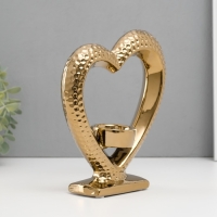 Подсвечник керамика на 1 свечу "Сердце на подставке" d=4 см золото 17х5,5х19,5 см Подсвечник керамика на 1 свечу "Сердце на подставке" d=4 см золото 17х5,5х19,5 см