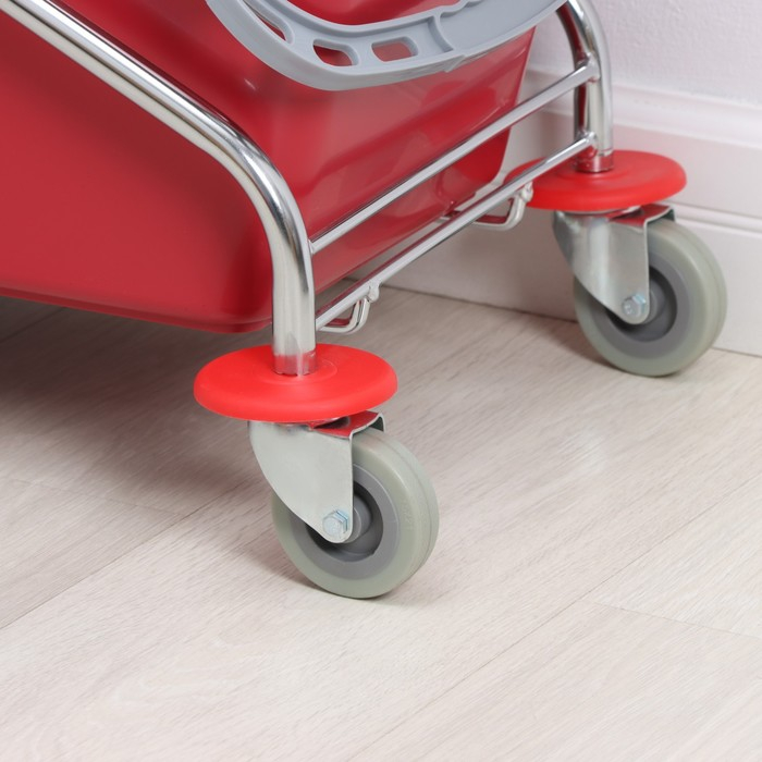 Тележка уборочная двухведерная, с отжимом 46 л, хромированная рама