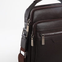 Сумка мужская через плечо TEXTURA, 3 наружных кармана, цвет коричневый