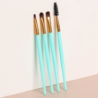 Набор кистей для макияжа, 4 предмета, цвет бирюзовый/золотистый Набор кистей для макияжа, 4 предмета, цвет бирюзовый/золотистый