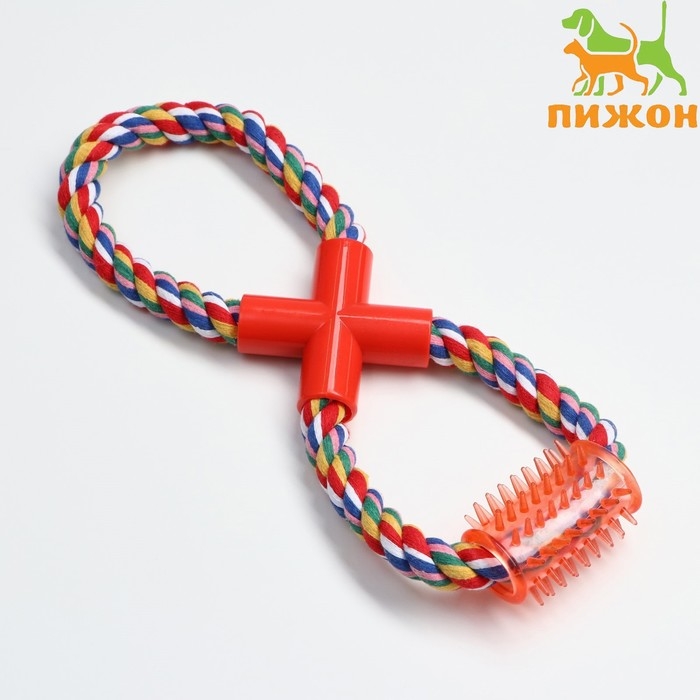 Игрушка тренировочная канатная Игрушка тренировочная канатная "Восьмерка с зубочисткой", до 27 см, до 140 г, микс цветов