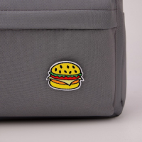 Рюкзак школьный текстильный &laquo;Значки&raquo;, 37 х 33 х 17 см, с липучками, серый