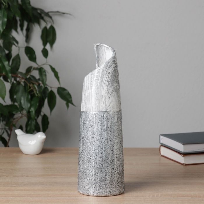 Ваза керамика настольная "Бригэм" классик галант, d-6см, h-29,5х9 см, бело-серый