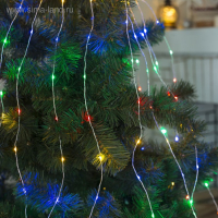 Гирлянда &laquo;Конский хвост&raquo; 15 нитей по 2 м, IP20, серебристая нить, 300 LED, свечение мульти, 220 В