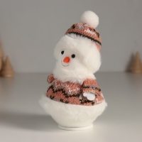 Сувенир текстиль "Снеговик в вязаной коричневой шубке" 7,5х7,5х13 см Сувенир текстиль "Снеговик в вязаной коричневой шубке" 7,5х7,5х13 см