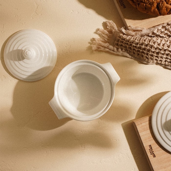 Кастрюля из жаропрочной керамики SL Home &laquo;Санторини&raquo;, 340 мл, 16&times;13,5&times;6 см, цвет белый